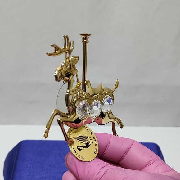 Crystal Delight 24K GP Reindeer Suncatcher Austrian Crystals Window Display 1997 - Picture 5 of 11